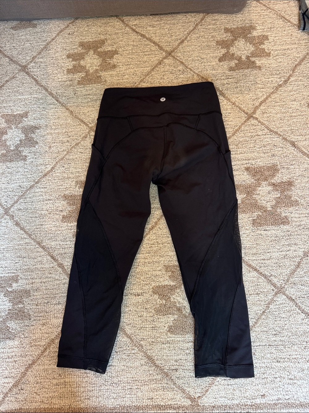 lululemon athletica Black Workout Leggings with White Logo